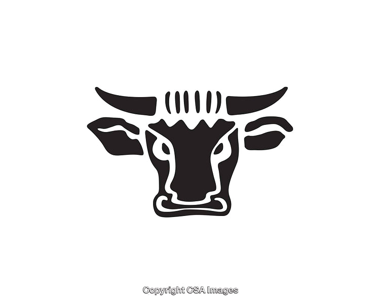 Abstract Black and White Bull Head Icon Design on White Background