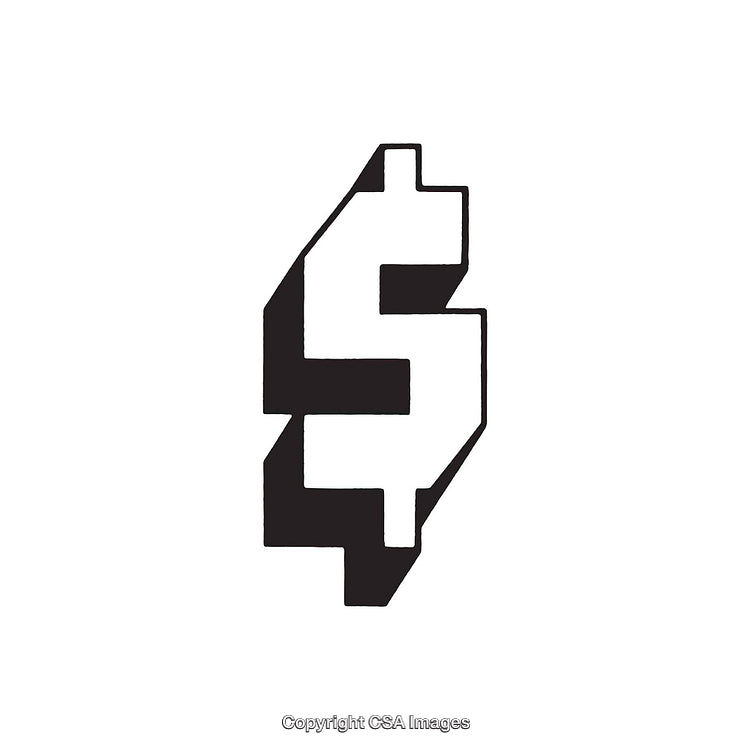 Black and White Abstract Dollar Sign in Geometric Style