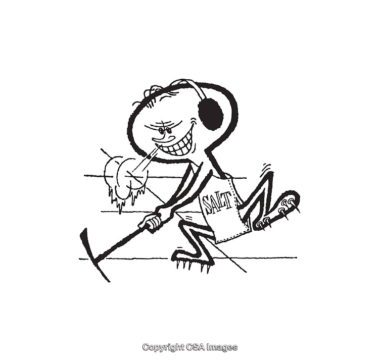 Black and White Line Art Illustration of Character in Action