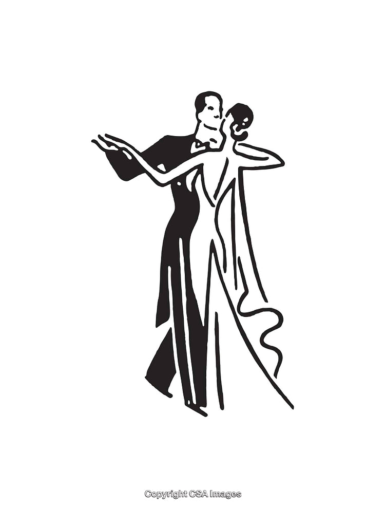 Elegant Line Art Illustration of a Couple Dancing Gracefully