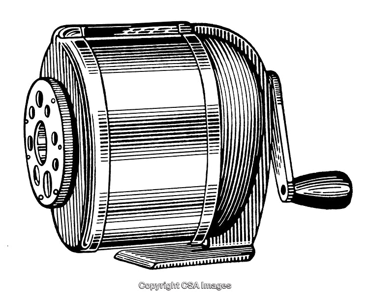 Vintage Black and White Engraving of a Fishing Reel