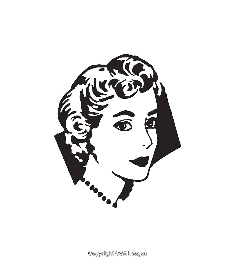 Retro Style Female Portrait in Black and White Artwork