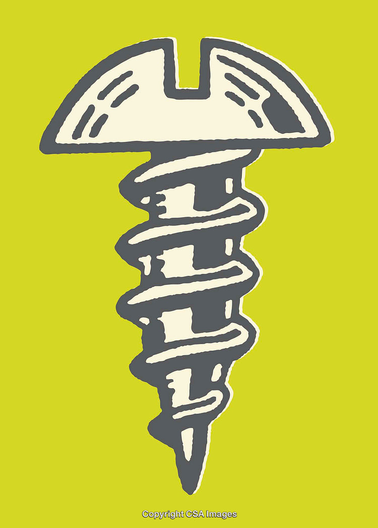 Stylized Artwork of a Screw in Yellow and Gray Colors