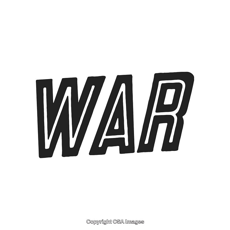 Bold Stylized Word 'War' in Black Typeface on White Background