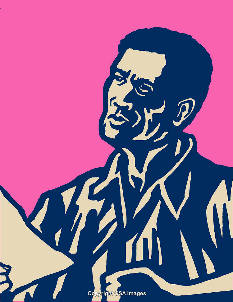Colorful Line Art Illustration of a Thoughtful Man in Striking Design