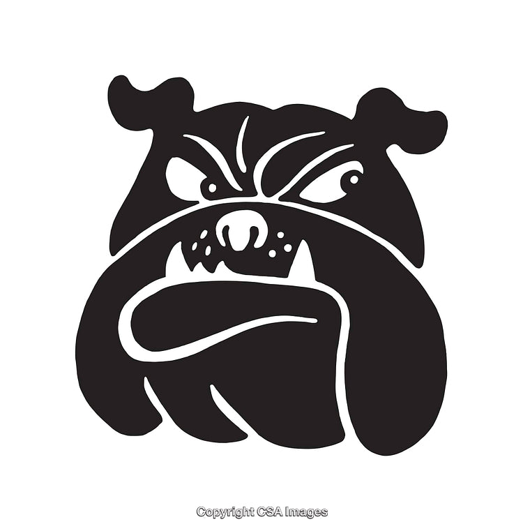 Ferocious Bulldog Icon Silhouette in Black and White Design