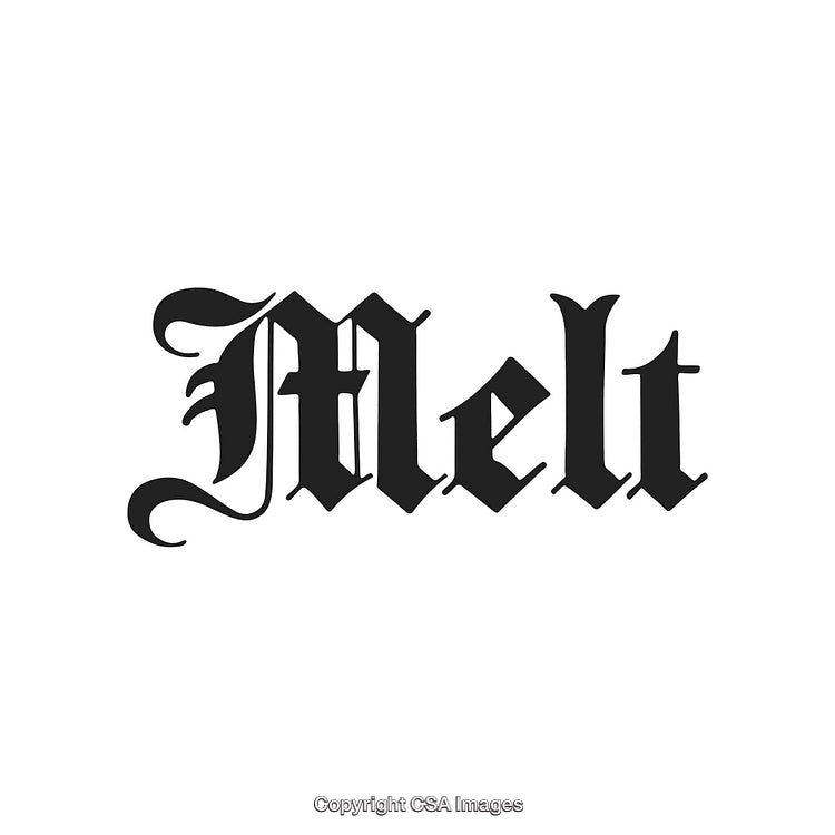 Gothic Blackletter Text Design With the Word 'Melt' in Black