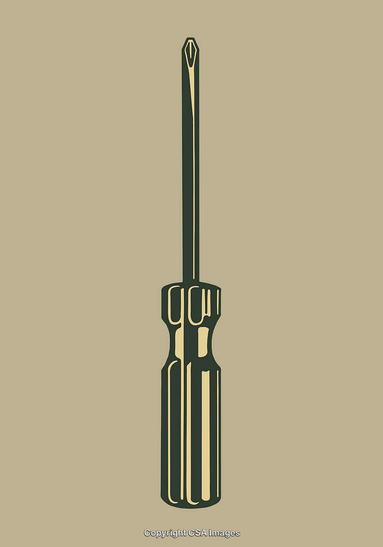 Minimalistic Line Art of a Screwdriver on a Neutral Background