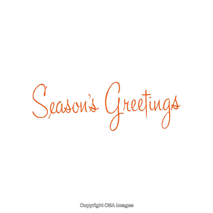Elegant Orange Script with Season's Greetings on White Background