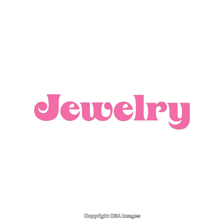 Pink Font Displaying the Word 'Jewelry' on White Background