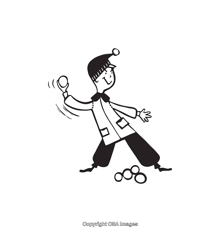 Illustration of Child Throwing a Snowball in Winter Activity