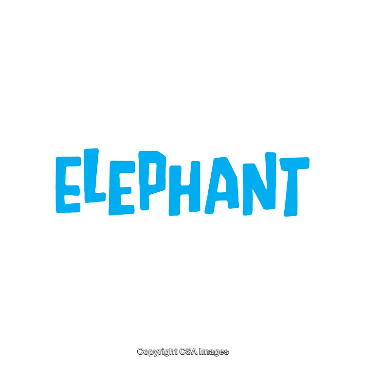 Blue Text Design Featuring the Word 'Elephant' in a Unique Typeface