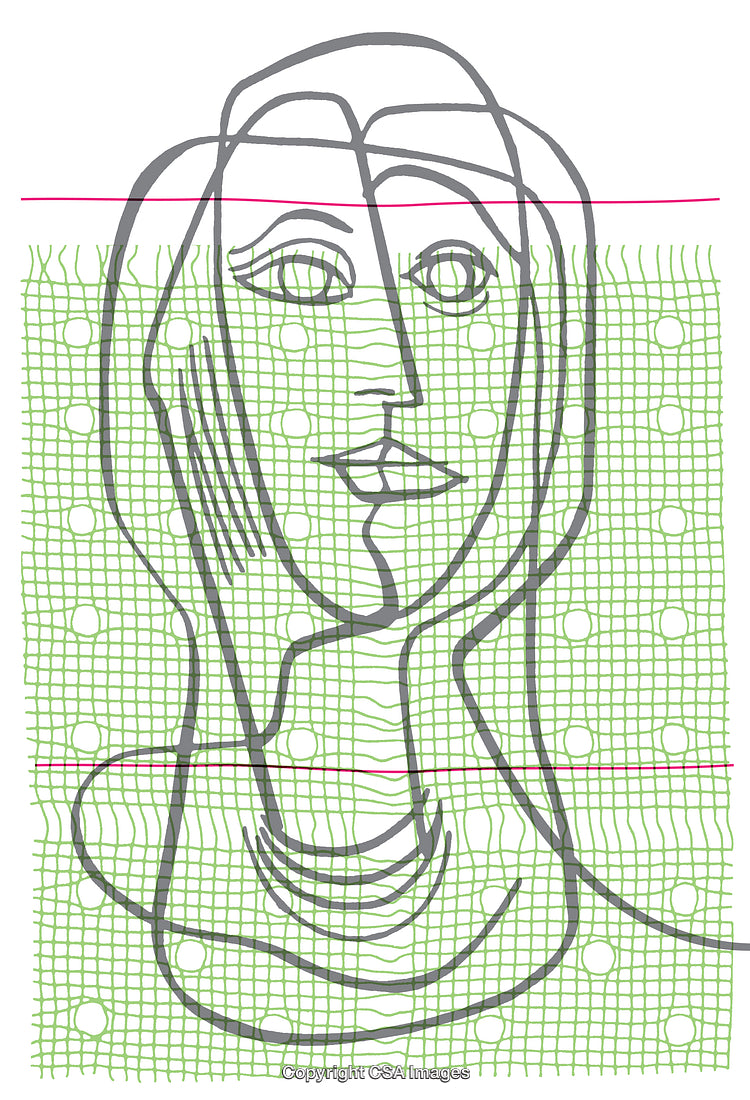 Abstract Line Art of a Woman Portrait on Patterned Background