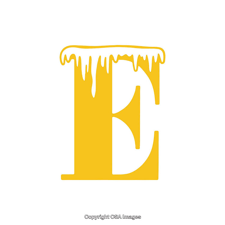 Yellow Letter E With a Unique Icicle Top Design