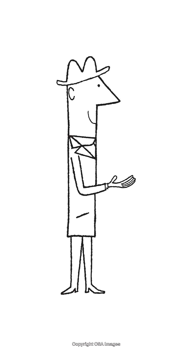 Minimalist Line Art Illustration of a Person Wearing a Hat and Smiling