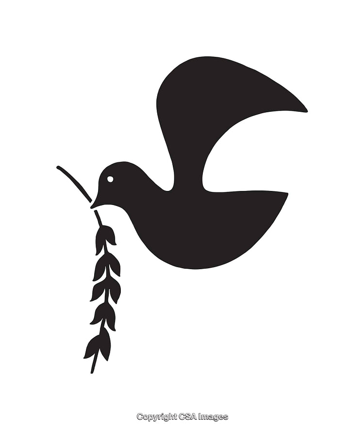 Silhouette of Dove with Olive Branch Symbolizing Peace and Harmony