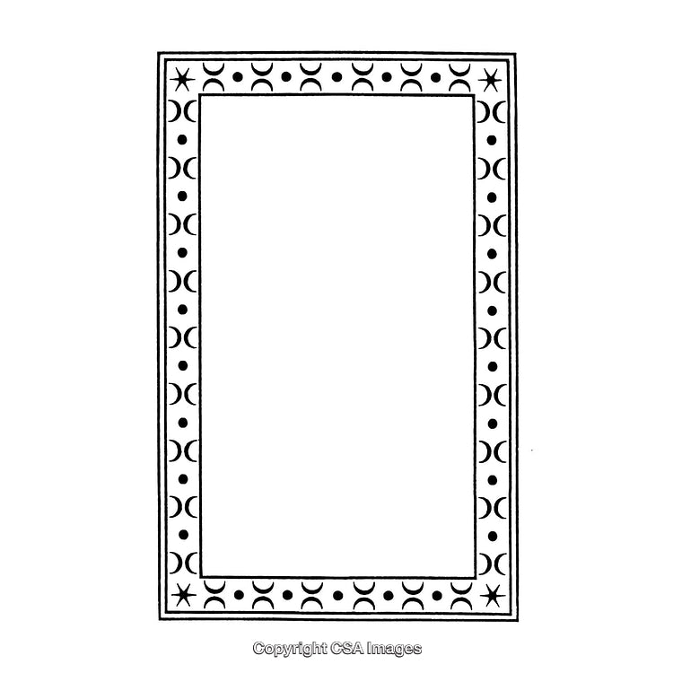 Black and White Celestial Patterned Rectangular Border Design Illustration