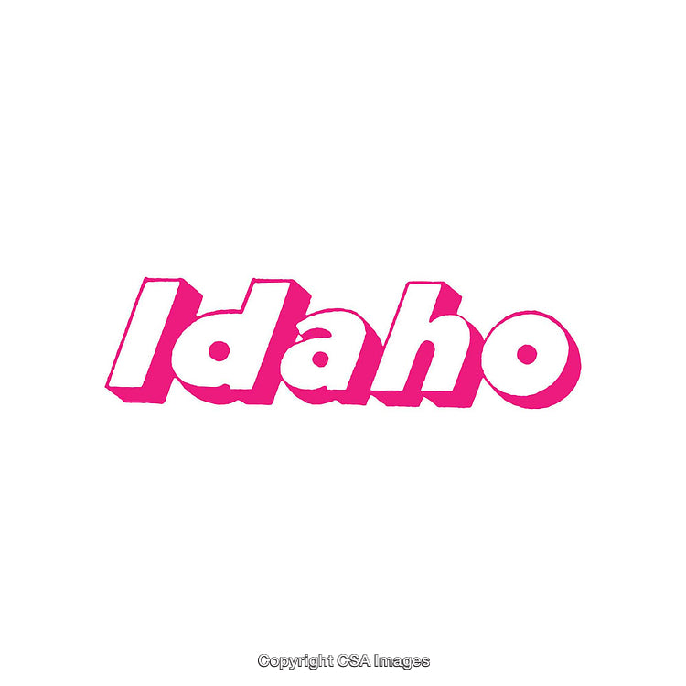 Retro Styled Typography Featuring the Word Idaho in Bold Pink Letters