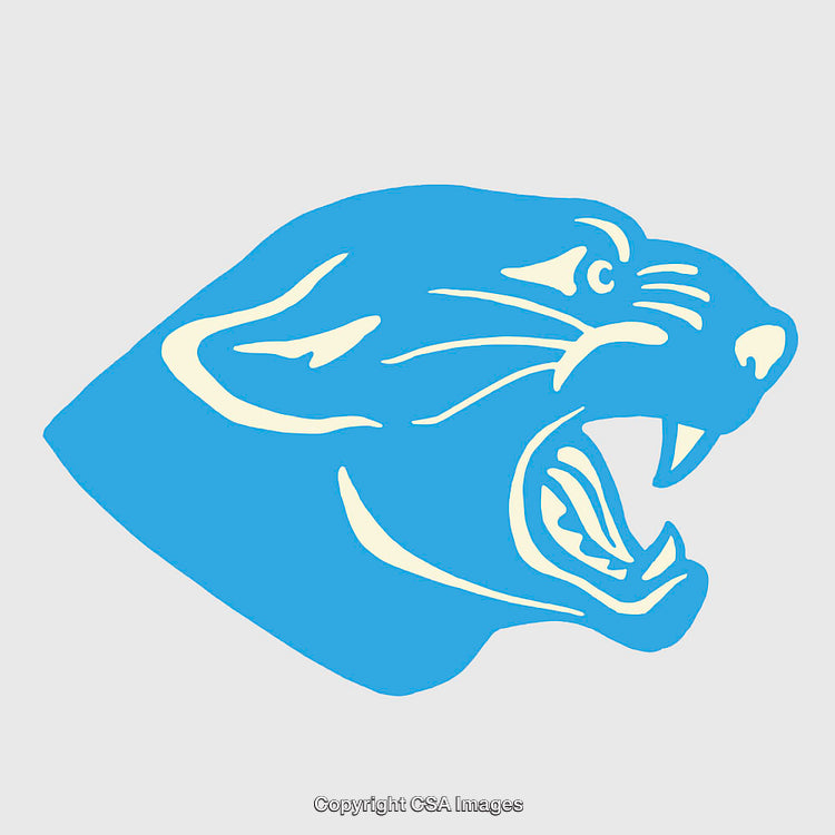 Blue Line Art Illustration of a Roaring Panther Head