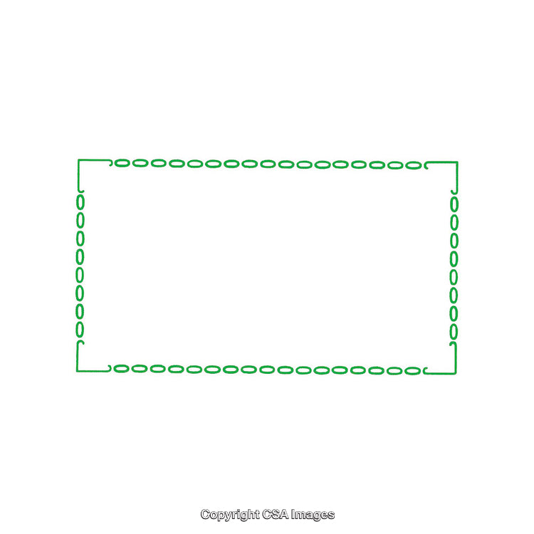Minimalist Green Rectangle With Dashed Line Pattern on White Background
