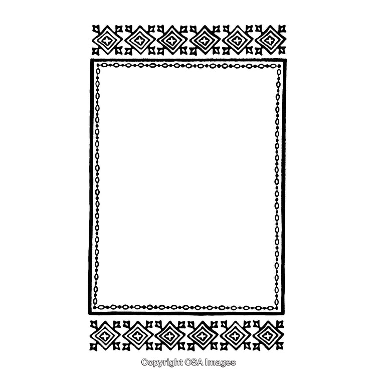 Ornate Black and White Border Illustration in Geometric Design