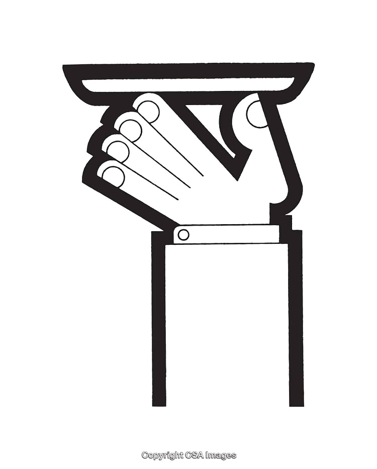 Black and White Line Art of a Hand Offering a Tray