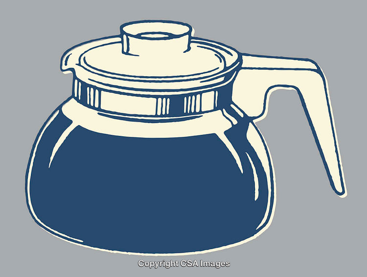 Color Line Art Illustration of a Coffee Pot on a Gray Background