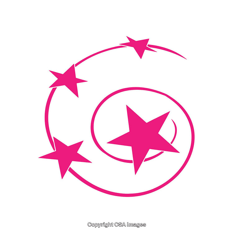 Pink Shooting Stars Icon with Swirling Trajectory Design