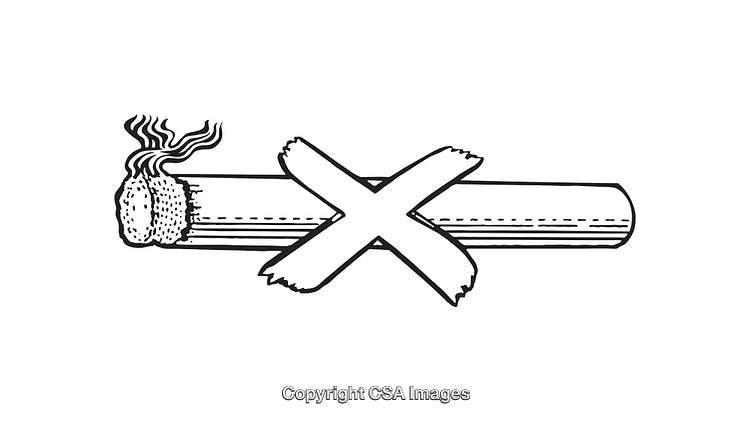 Black and White Smoke-Free Concept Line Art Illustration