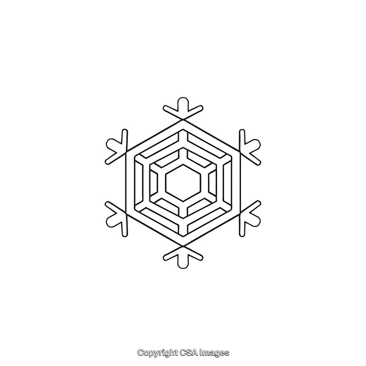 Simple Hexagonal Snowflake Design in Black and White