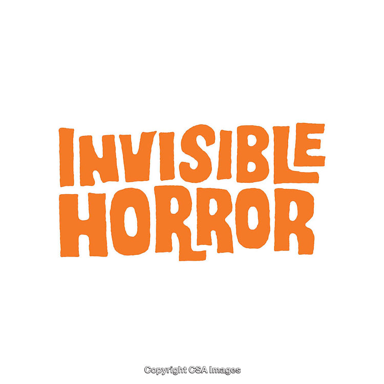 Bold Orange Text Reading Invisible Horror On White Background