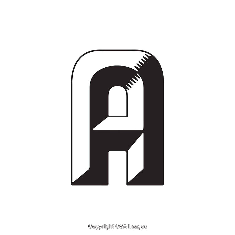 Stylized Black and White Letter A with Creative Artistic Design