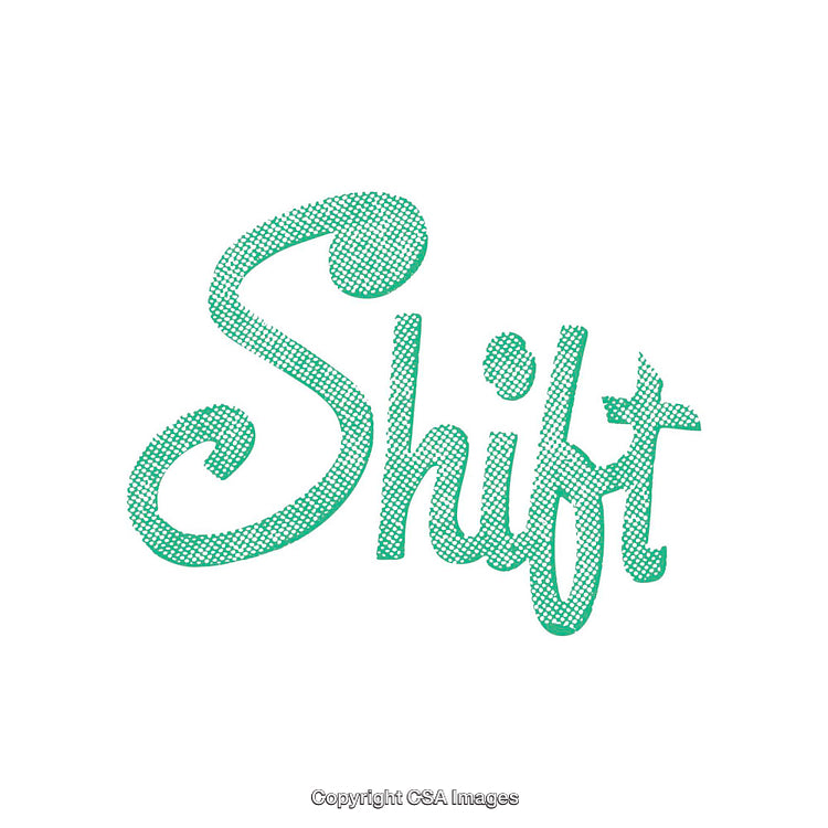 Creative Typography Word Art Featuring the Term Shift in Green