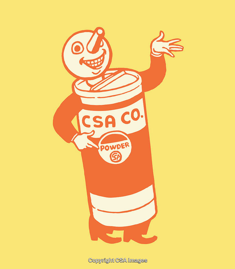 Retro Illustration of a Cheerful Product Mascot on Bright Background