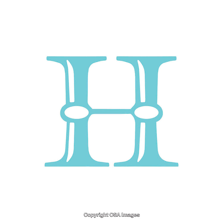 Stylized Light Blue Decorative Letter H on a White Background