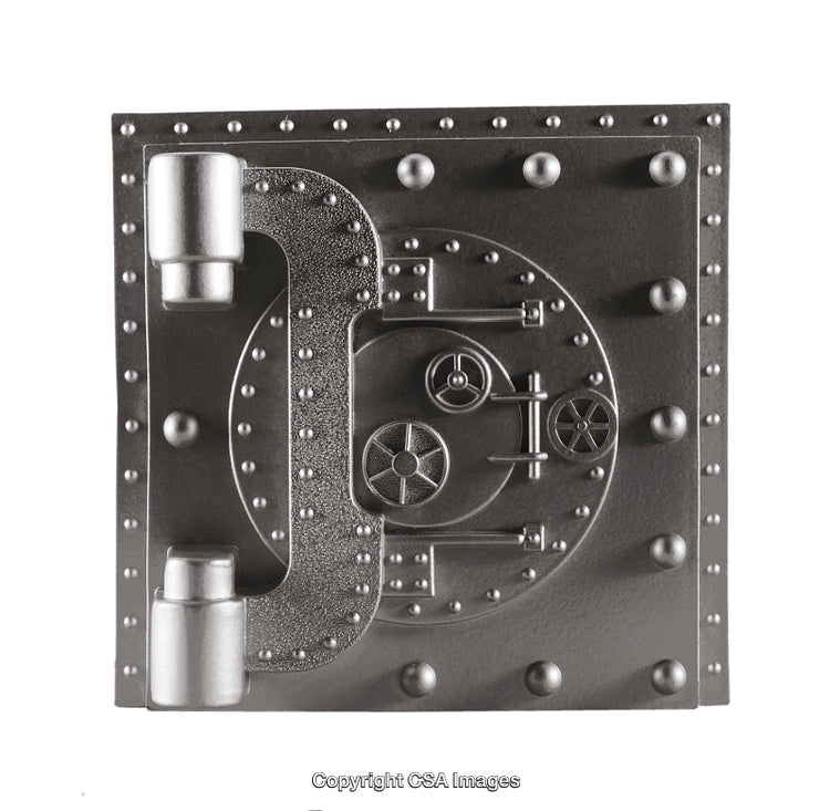 Close-Up of Detailed Safe Door with Industrial Design Elements