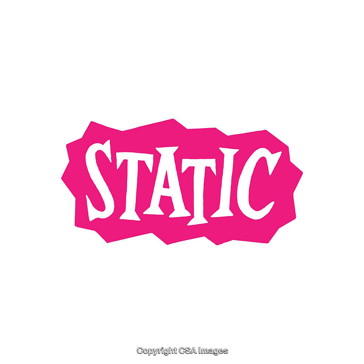 Bold Pink Static Text on White Background in an Abstract Shape