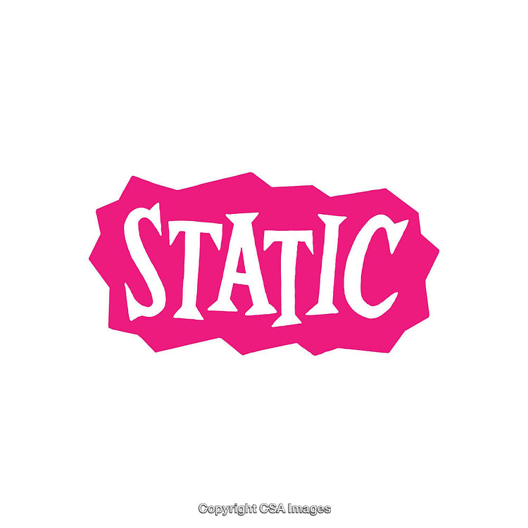 Bold Pink Static Text on White Background in an Abstract Shape