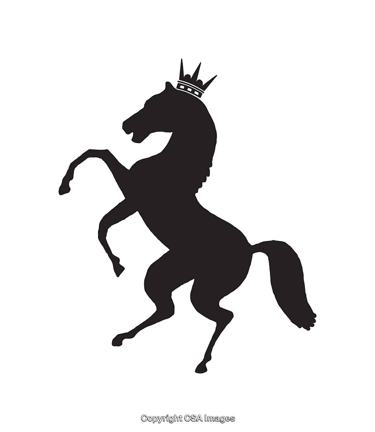 Regal Black Horse Silhouette with Crown in Sophisticated Design
