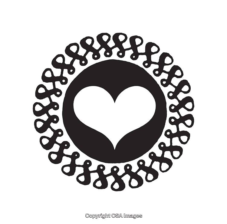 Black And White Heart Design With Decorative Circular Pattern
