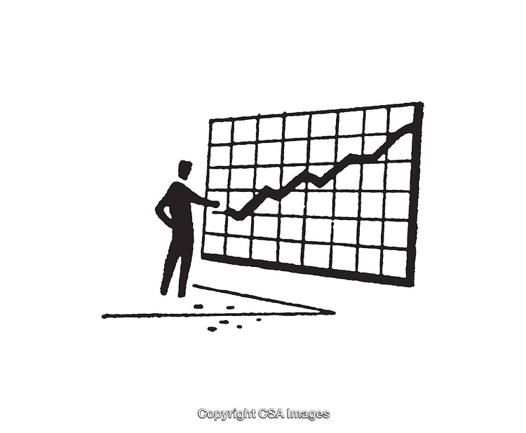 Illustration of Business Growth Depicted with Line Art and Trend Chart
