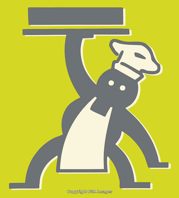 Whimsical Chef Character Line Art Illustration on Bright Background