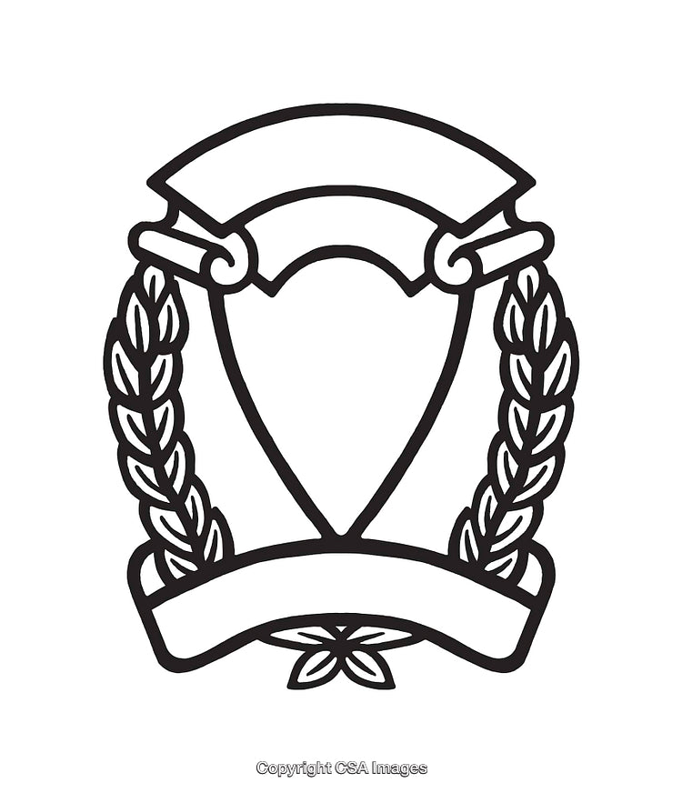 Black and White Line Art Emblem Design with Laurel Wreath