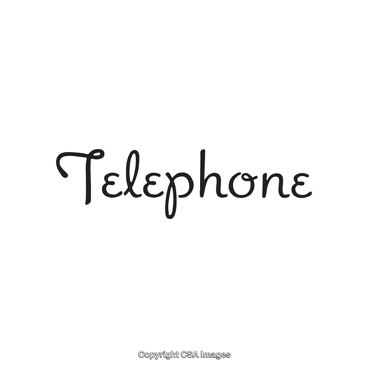 Stylized Black Typography Displaying the Word 'Telephone' on White Background