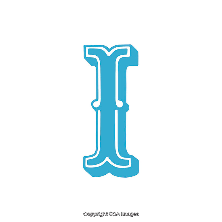 Blue Letter I Displayed in a Creative and Decorative Typography Style
