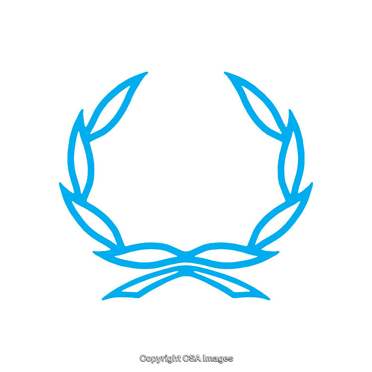 Blue Laurel Wreath Design Symbolizing Achievement and Honor on a White Background