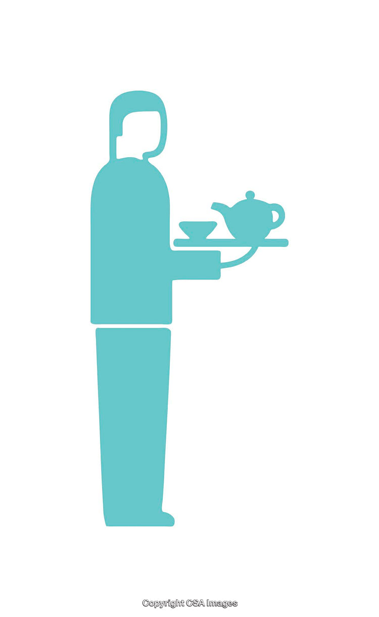 Icon of Person Serving Tea with Teapot and Cup on Tray