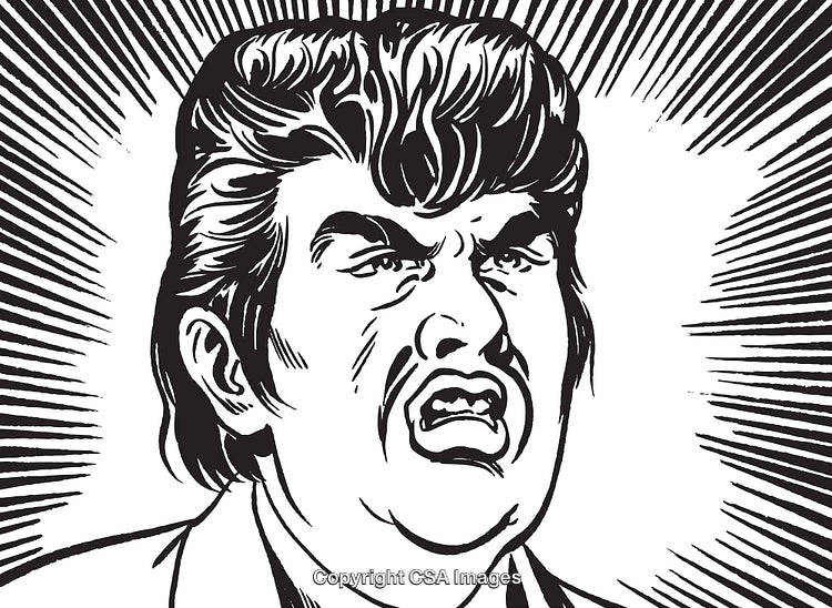 Retro Illustration of a Man's Surprised and Angry Facial Expression