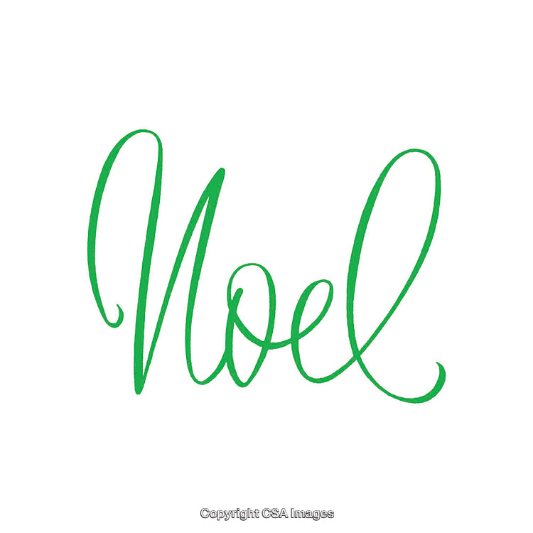 Elegant Green Noel Calligraphy Artwork on White Background