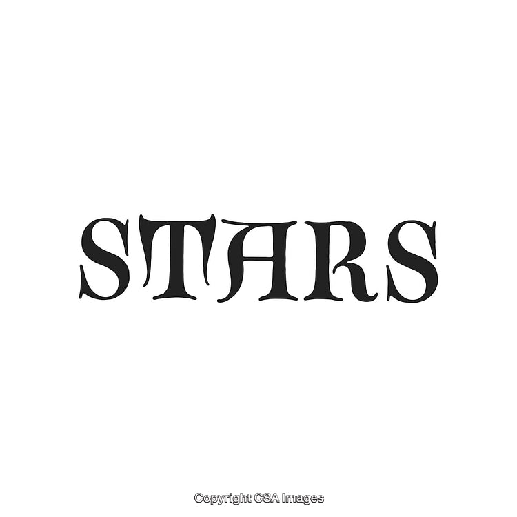 Elegant Black Font Text Spelling Stars on a White Background